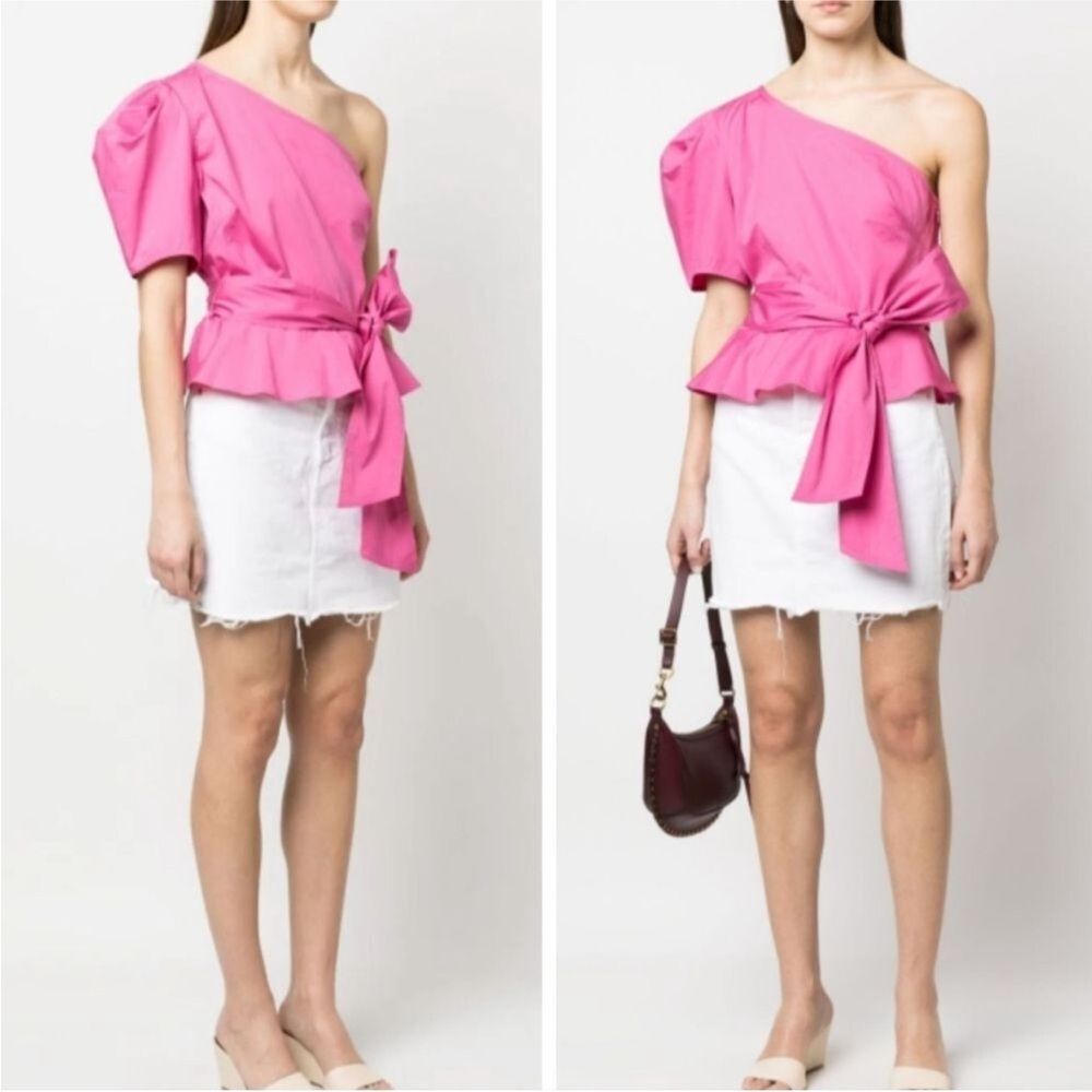 Polo Ralph Lauren Belted One-Shoulder Cotton Top Size 00